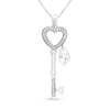 .925 Sterling Silver 1/4 Cttw Diamond Lock & Key Heart 18