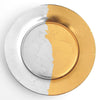 GILT CONTOUR Set/4 Gold/Silver Dinner Plates