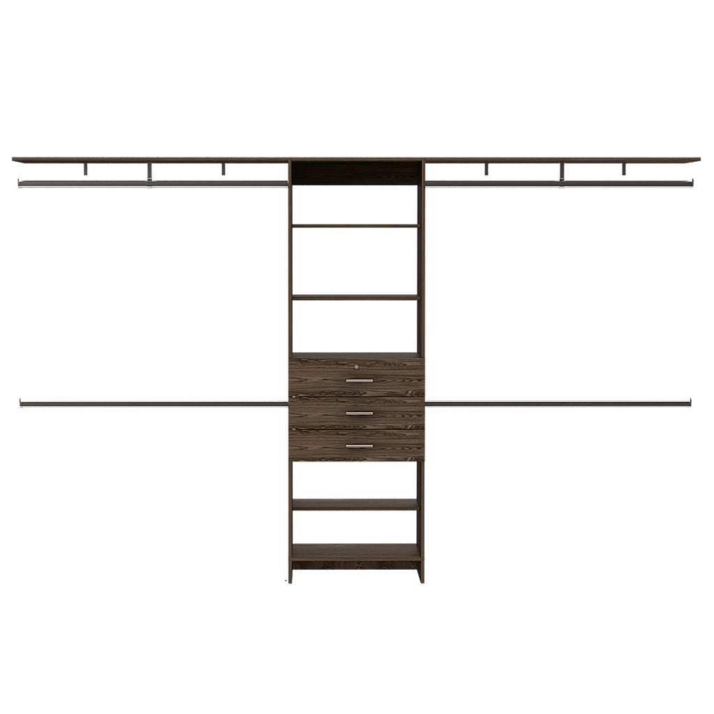 Closet System Pittsburg, quatre tringles de suspension - Noyer foncé