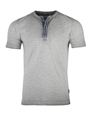 ZIMEGO T-shirt Henley à manches courtes et col rond pour homme avec boutons vintage