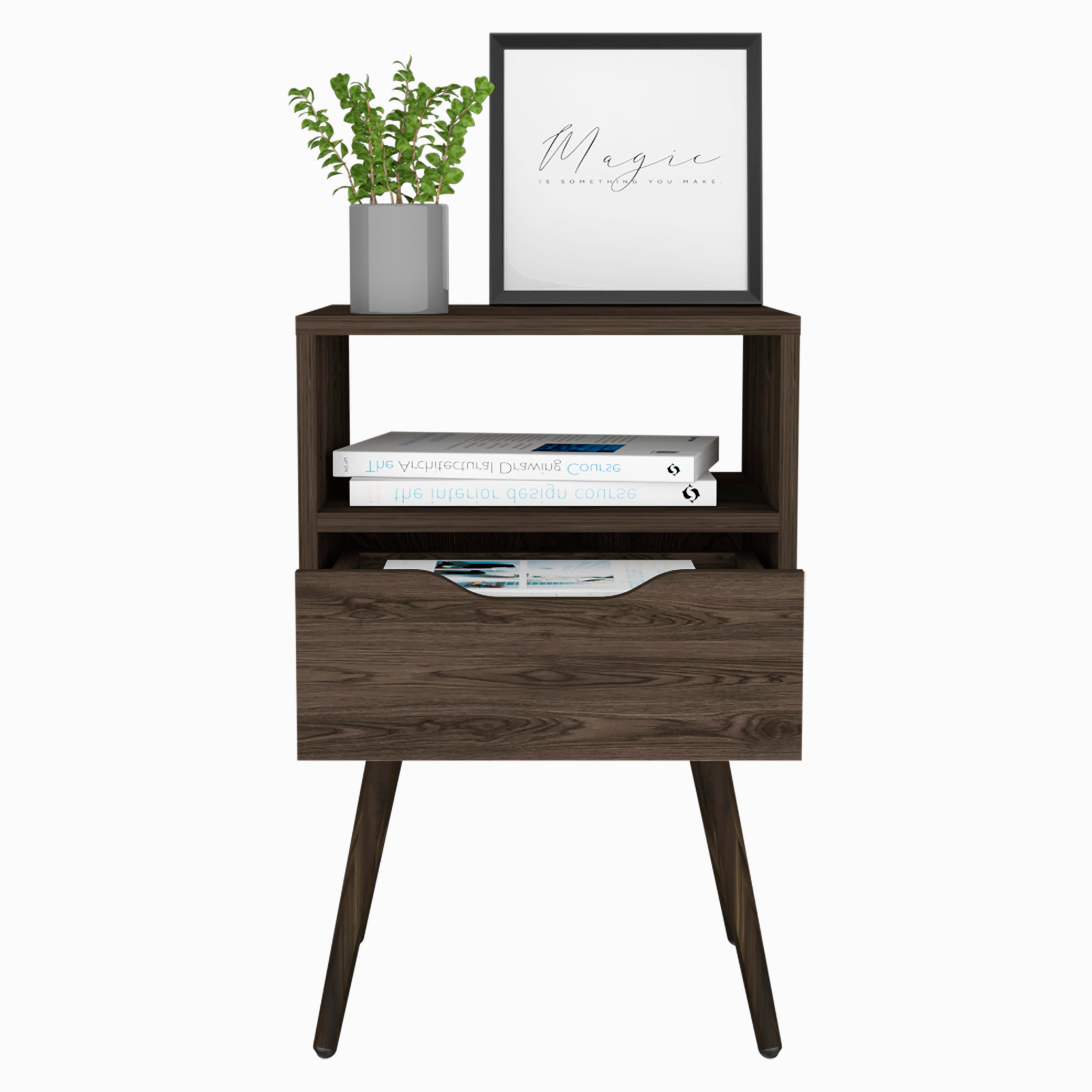 Nightstand  Fugaz, Bedroom, Dark Walnut