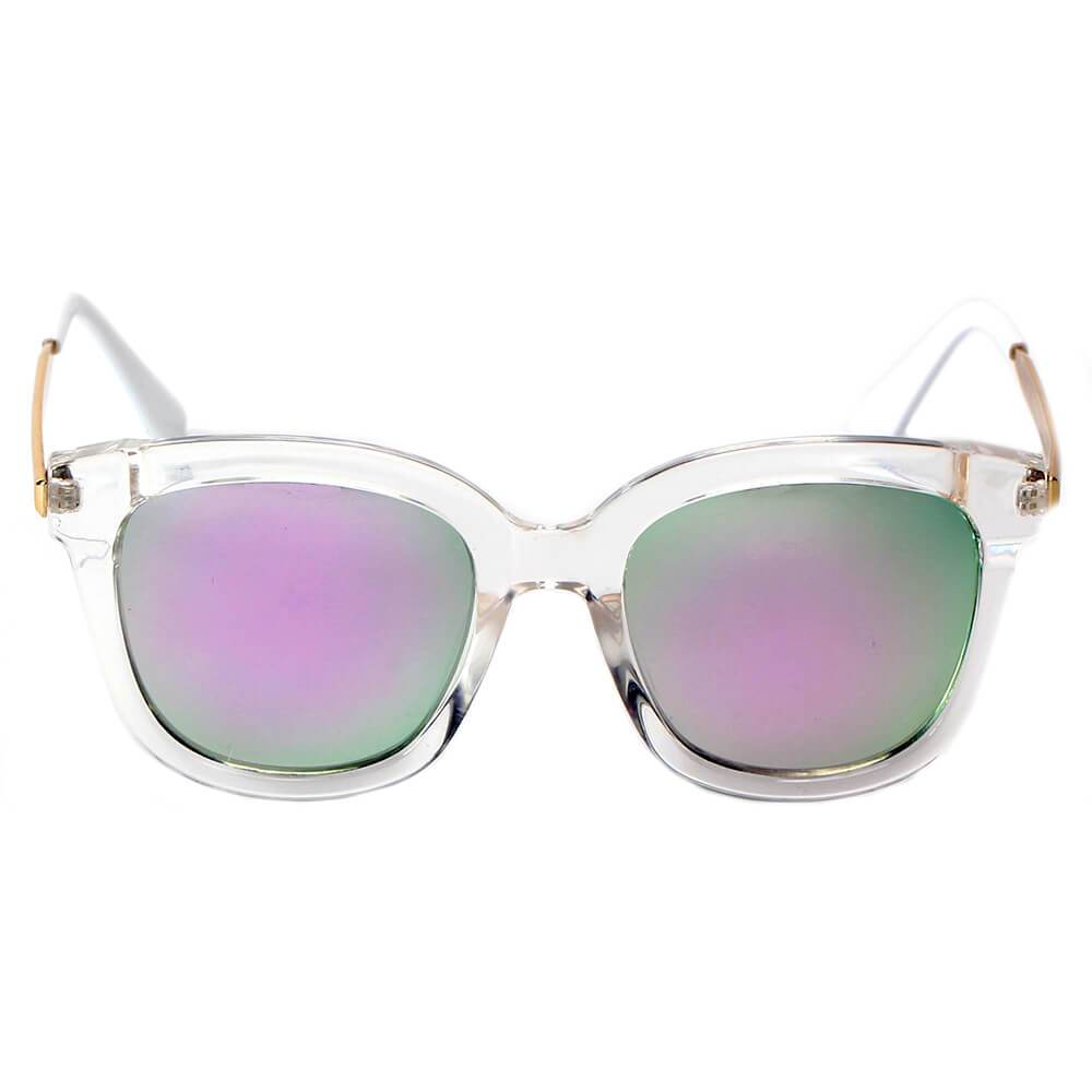 DEKALB | Women's Oversize Mirrored Lens Horned Rim Sunglasses