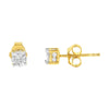 Yellow Plated Sterling Silver Diamond Stud Earring