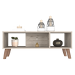 Coffee Table Plex, Two Open Shelves, Four Legs - Light Gray