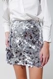 Big Sequin Mini Skirt in Silver