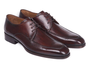 Chaussures Derby à tablier en cuir marron et bordeaux Paul Parkman