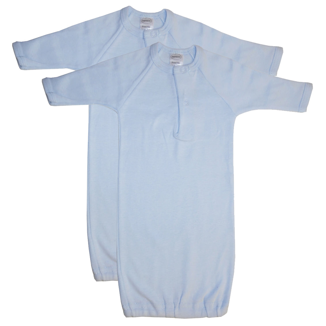 Robe bleue unie Bambini Preemie - Lot de 2