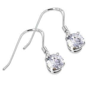 Boucles d'oreilles pendantes rondes en argent sterling avec zircone cubique transparente