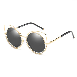 Holland - Pearl-Studded Cut-Out Cat Eye Princess Sunglasses