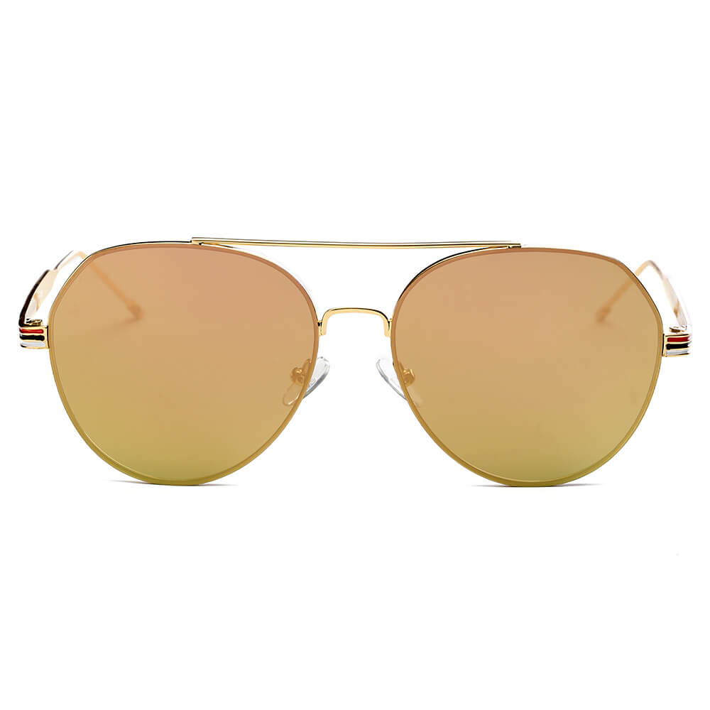 ERIE - Modern Teardrop Aviator Flat Mirrored Flat Lens Sunglasses