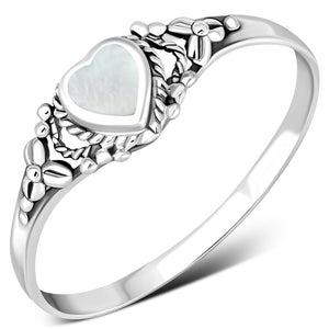 Bague Argent Nacre Coeur