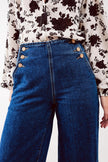 Button Front Jean in Mid Blue