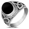 Bague en argent sterling avec onyx noir et nœud de la trinité celtique