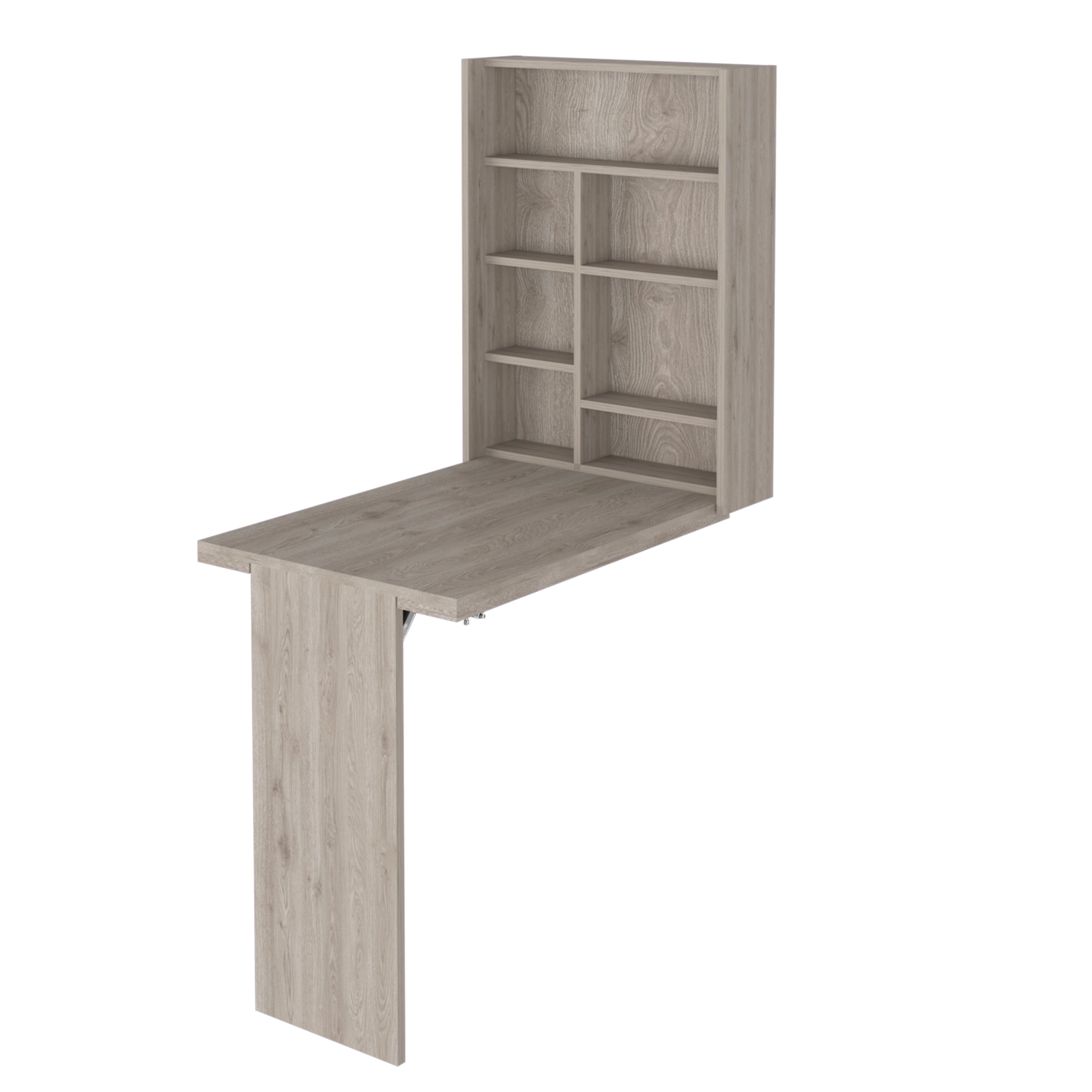 Foldable Table Tacoma, Seven Interior Shelves - Light Gray