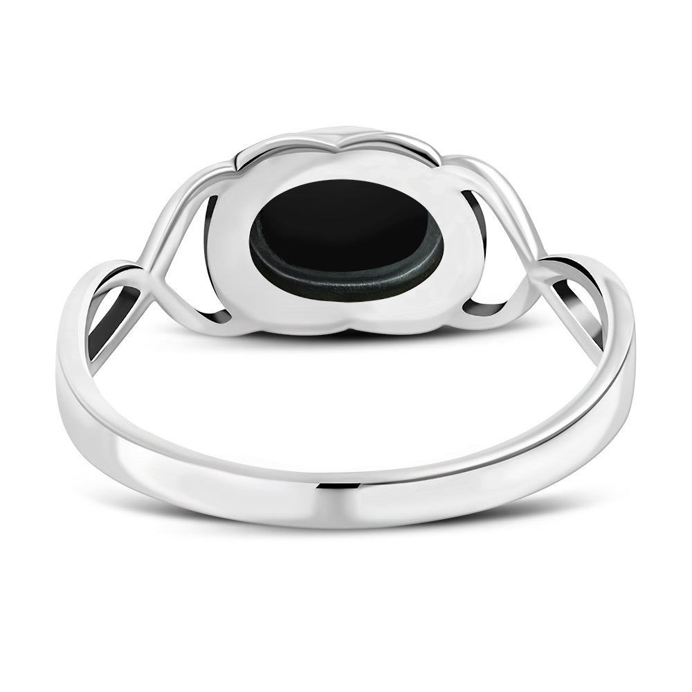 Bague en argent et onyx noir torsadé