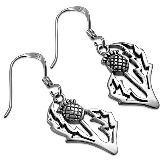 Thistle Flower Silver Earrings