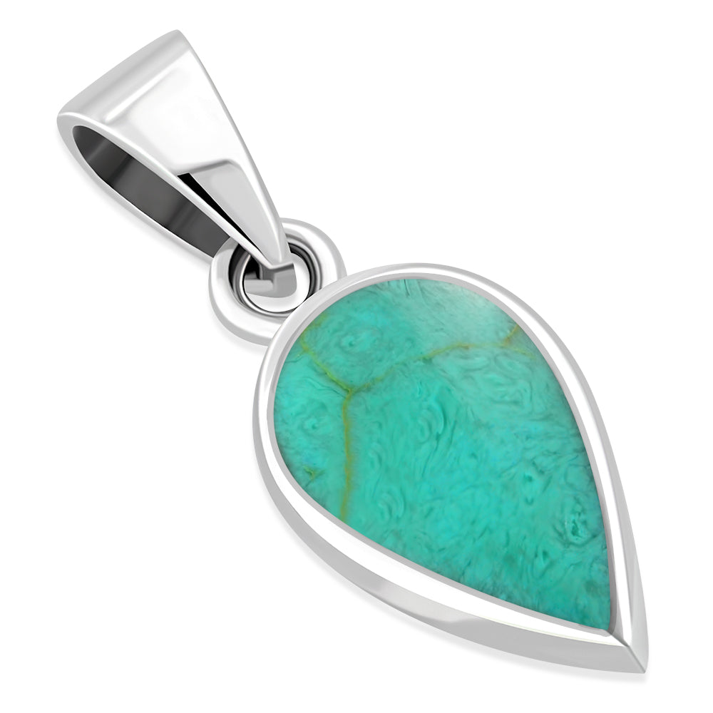 Pendentif en argent goutte en forme de poire turquoise