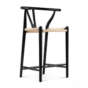 Tabouret de comptoir Dagmar - Corde noire et naturelle