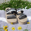 Crystal and Studs - Waterproof Espadrille Platform Wedge Sandal