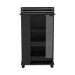 Bar Cart with Two-Side Shelves Beaver, Glass Door and Upper Surface, Black