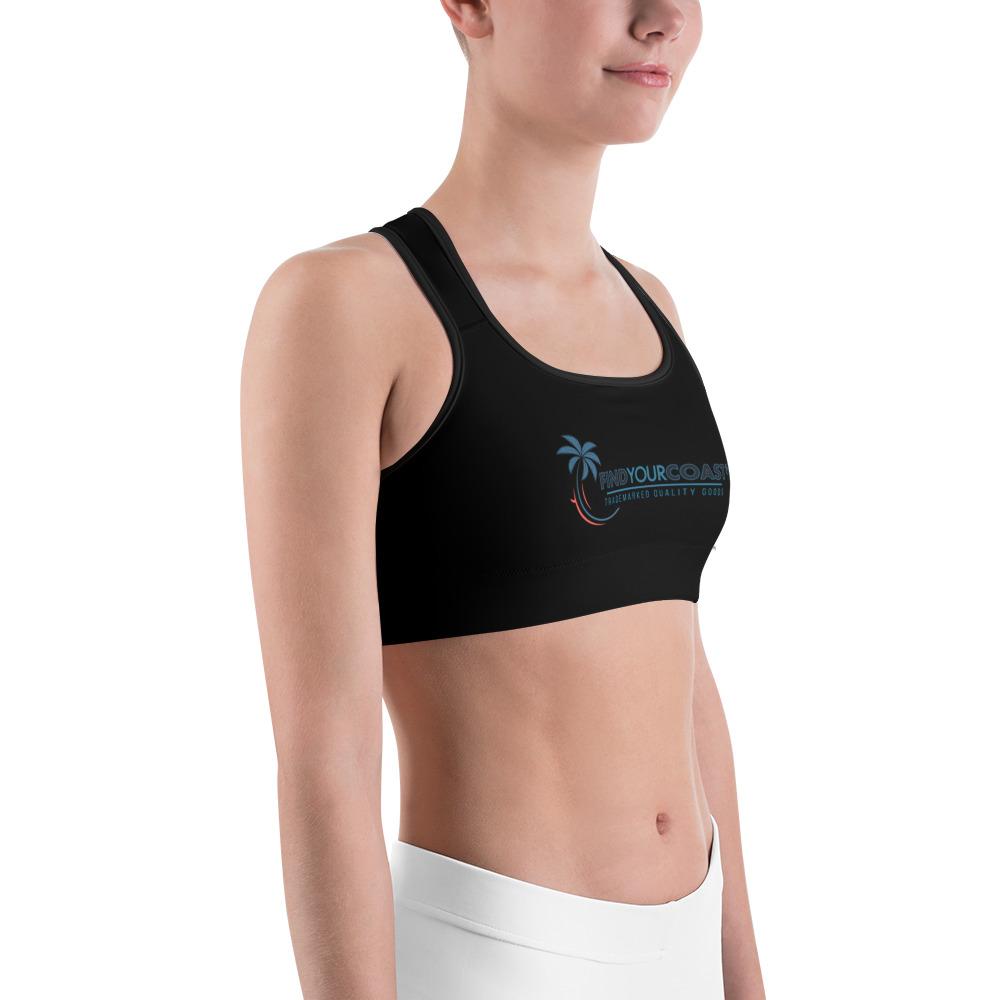 Women's Moisture Wicking Trademark Sports Bra (White & Black Piping)