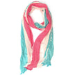 Turkish Cotton Blend Fringed Hobo Scarf Pink/White/Blue