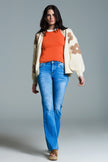 Regular Waist Skinny Jeans With Flared Legs in Light Wash