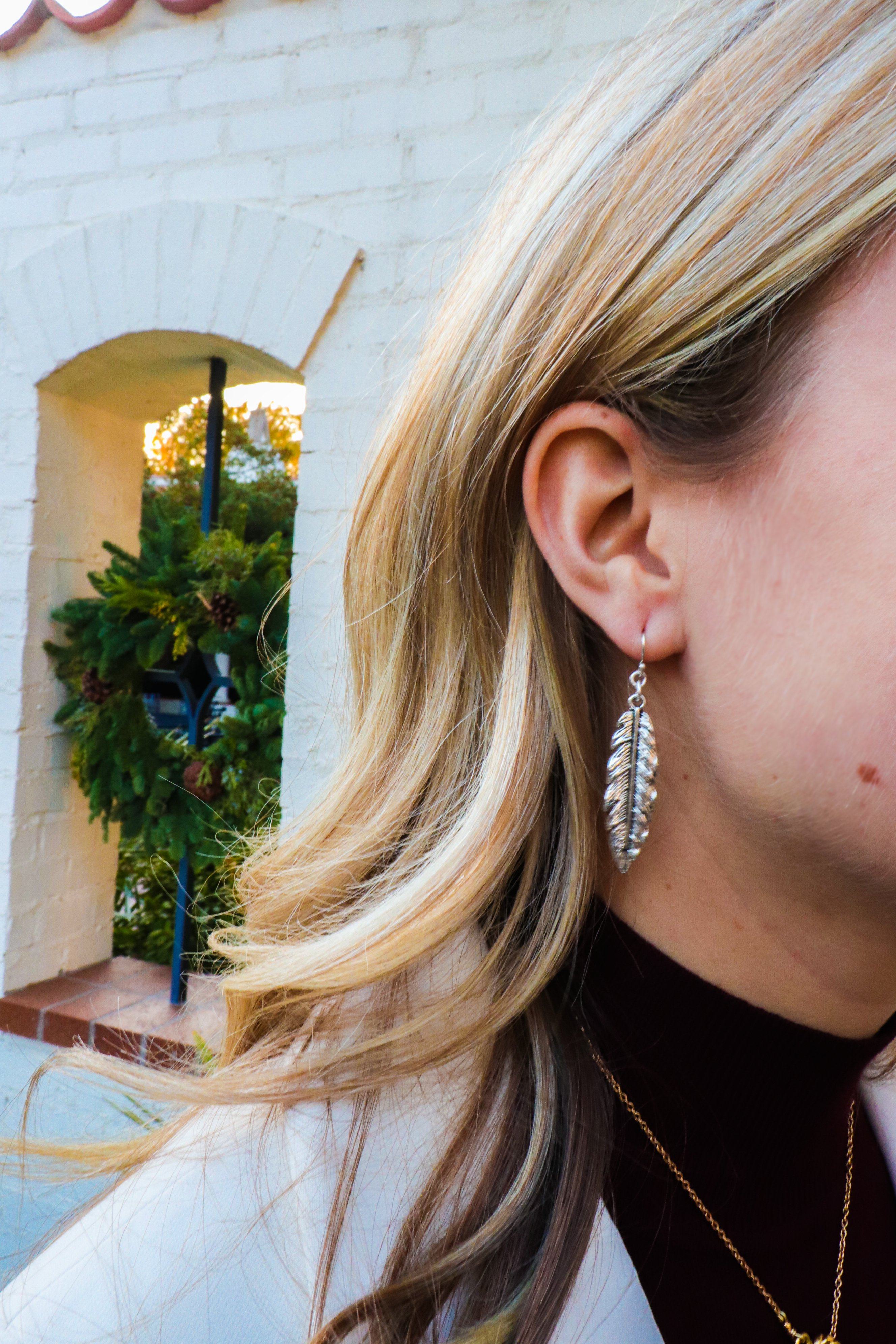 Lily Leaf Earrings in Silver