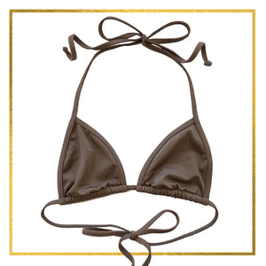 The Lola String Bikini Top in Brown Stardust