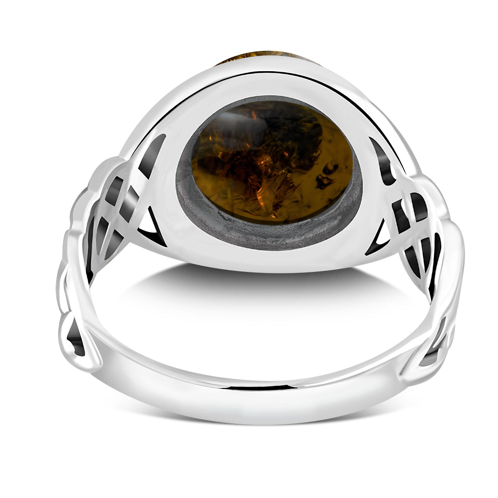 Baltic Amber Celtic Sterling Silver Ring