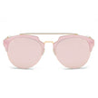 COROLLA | Half Frame Mirrored Lens Horned Rim Sunglasses Circle