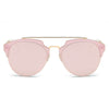 COROLLA | Half Frame Mirrored Lens Horned Rim Sunglasses Circle