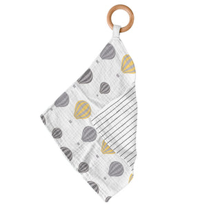 Hot Air Balloon & Pencil Stripe Bamboo Blankie Teether