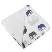 Blue Elephant and Spotted Wave Cotton Muslin Newcastle Blanket