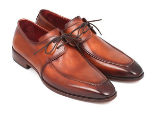 Chaussures Derby à tablier en cuir marron Paul Parkman pour hommes (ID#33SX92)