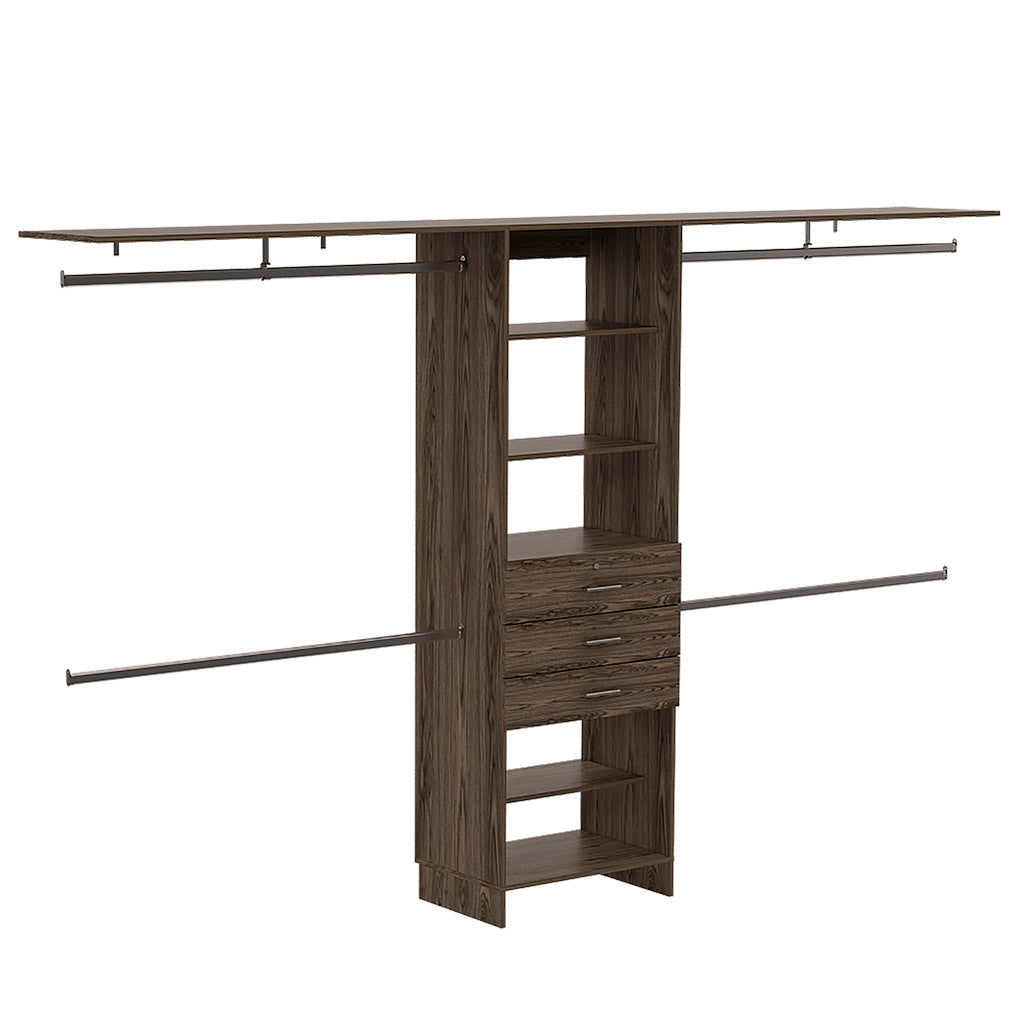 Closet System Pittsburg, quatre tringles de suspension - Noyer foncé