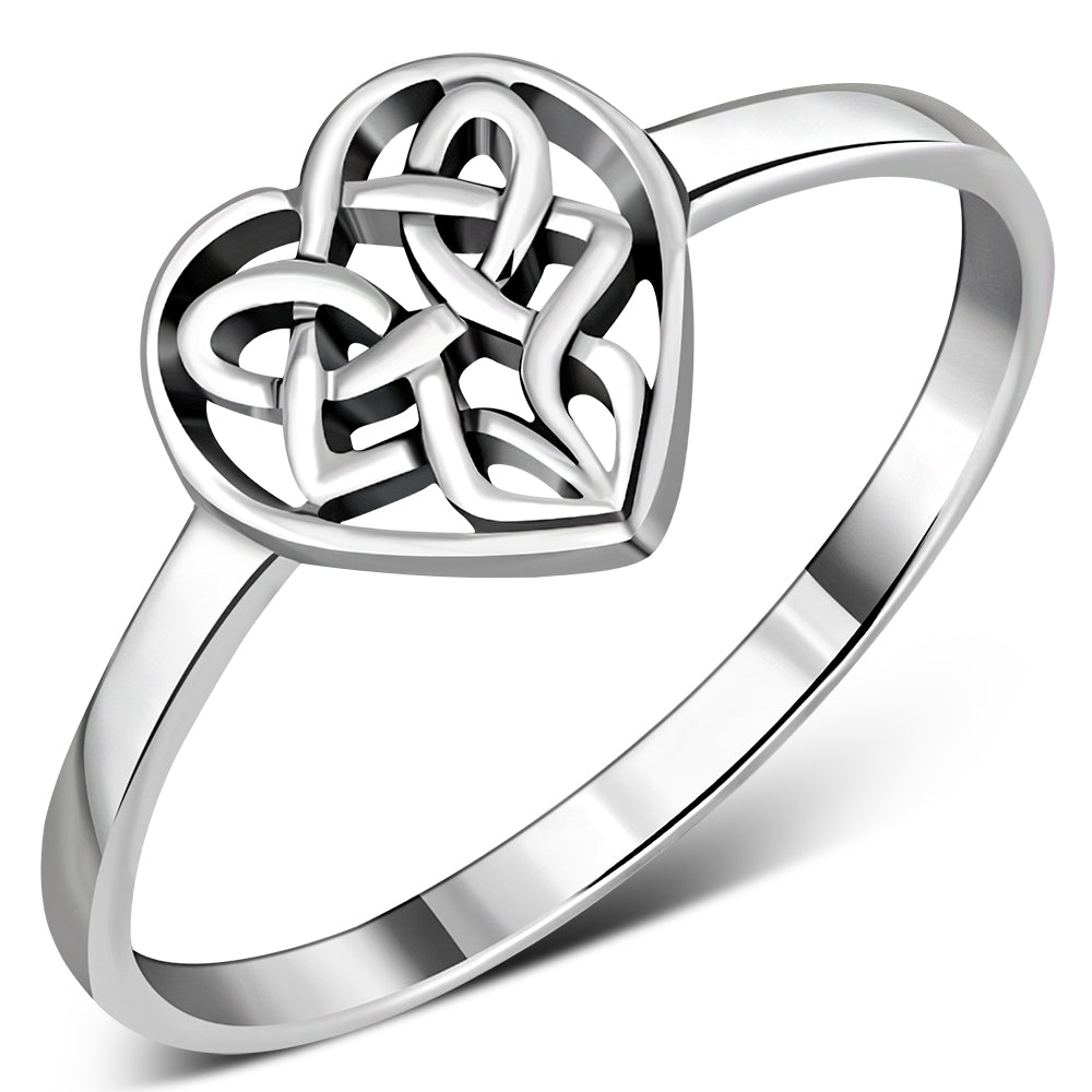 Plain Silver Celtic Knot Heart Ring