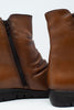 Bottes basses marron avec fermeture éclair et nez rond