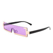 Kelestra - Retro Rectangular Narrow Semi Rimless Vintage Slim Fashion Sunglasses