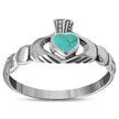 Bague en argent turquoise irlandais Claddagh