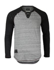 ZIMEGO Long Sleeve Contrast Raglan Henley V-Neck T-Shirts