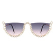 Florinda - Women Half Frame Rhinestone Round Fashion Sunglasses