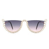 Florinda - Women Half Frame Rhinestone Round Fashion Sunglasses