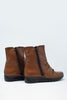 Bottes basses marron avec fermeture éclair et nez rond