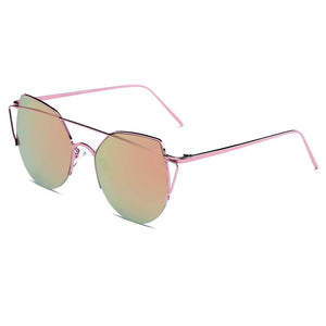 DILLON | Modern Cat Eye Mirrored Flat Lens Sunglasses Circle