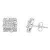 .925 Sterling Silver 1/2 Cttw Round-Cut Diamond Stud Earrings