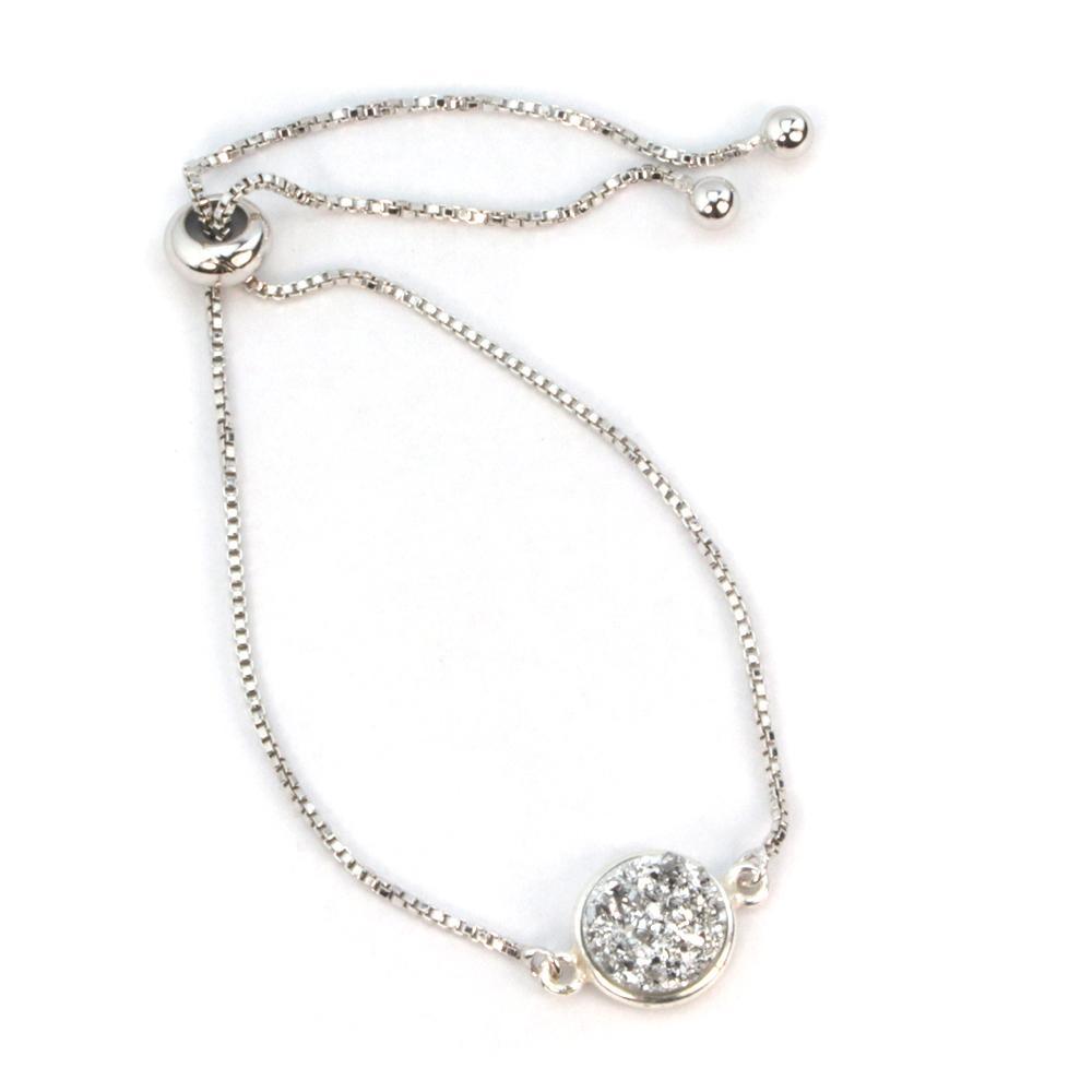 Addison Druzy Adjustable Bracelet in Silver