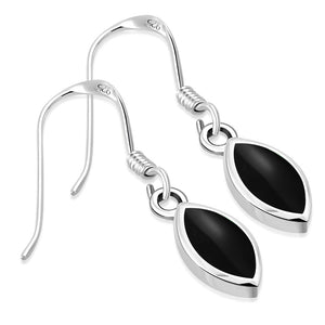 Boucles d'oreilles ovales en argent sterling avec onyx noir