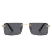 Vibrante - Rectangle Rimless Retro Tinted Fashion Flat Top Sunglasses