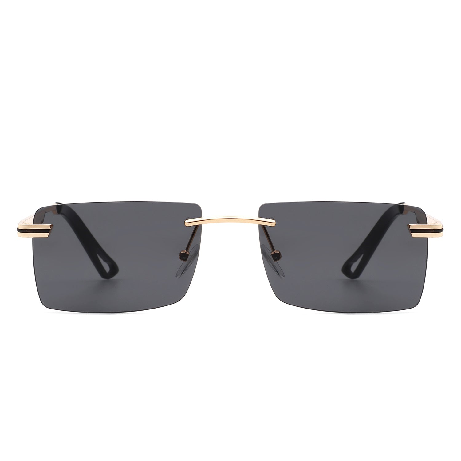 Vibrante - Rectangle Rimless Retro Tinted Fashion Flat Top Sunglasses